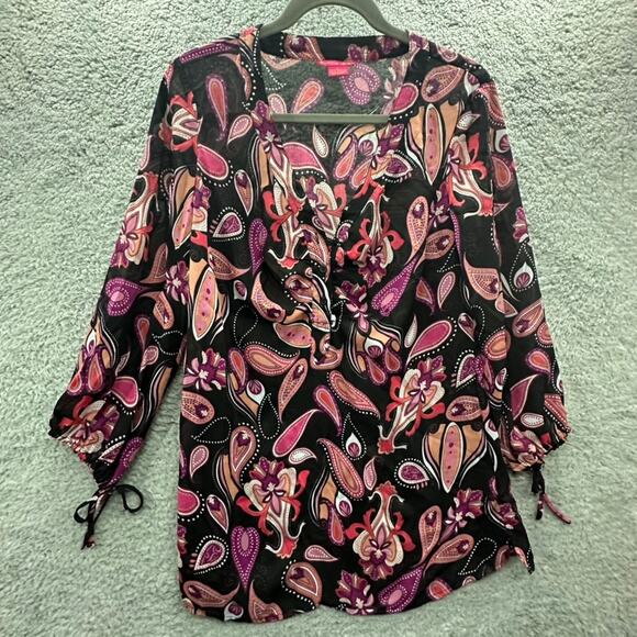 Sunny Leigh Size Large Sheer Long Sleeve Blouse‎ - Picture 5 of 9